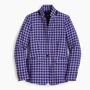 NWT J Crew Regent Blazer in Plaid - Size 6 - Color Mott Plaid Royal Petunia